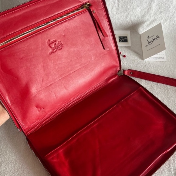Christian Louboutin Red patent cris spiked leather Pouch for I pad or much more! - Picture 10 of 14